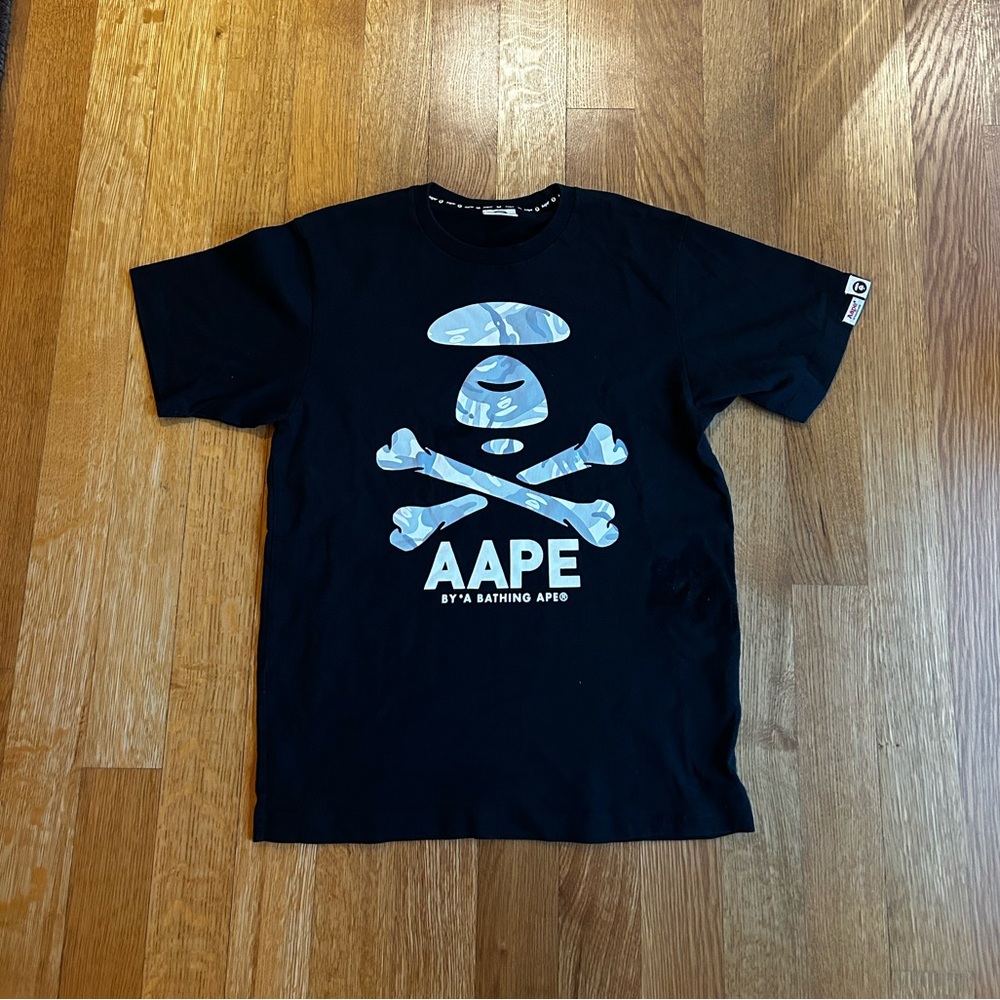Bape Black Grey and White Graphic Tee